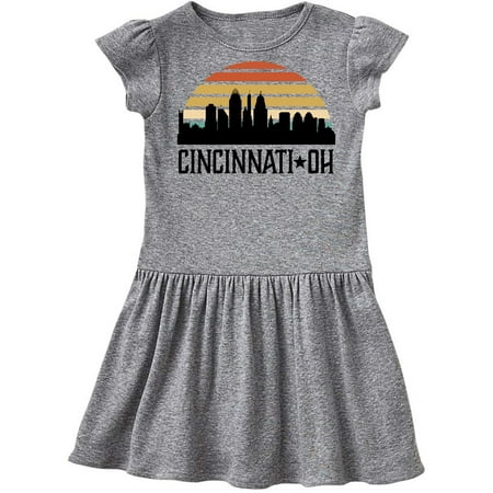 

Inktastic Cincinnati Ohio Skyline Retro Gift Toddler Girl Dress