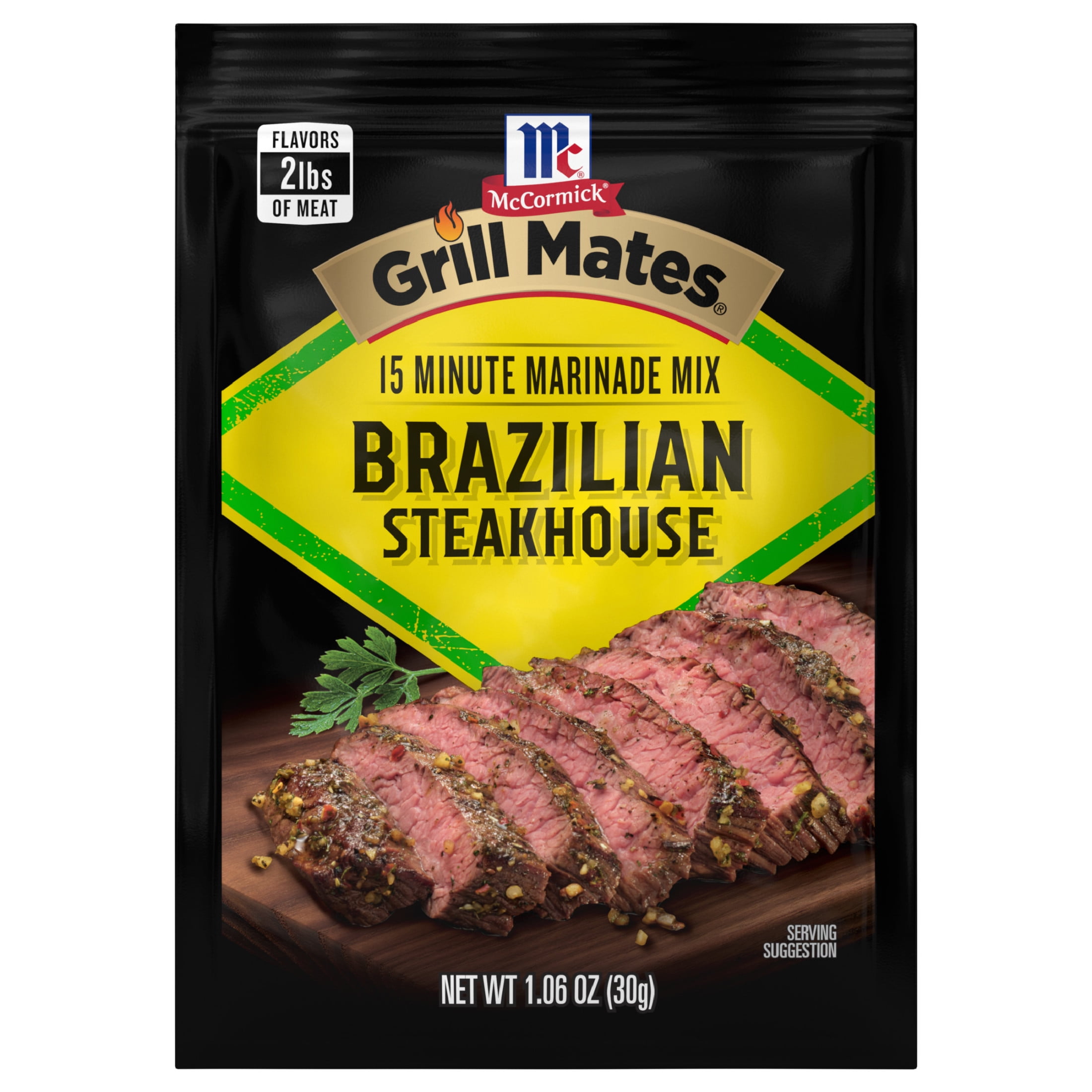 (12 pack) McCormick GRILL MATES Gluten Free Brazilian Steakhouse Marinade, 1.06 oz Packet