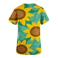 thumbnail image 4 of Nmnitkp Scrubs Tops for Women Sunshine Sunflower Print Scrub Tops Comfortable and Practical Women Tops V-neck Short Sleeved Pocket ,Scrub Tops Women Stretchy, 4 of 5