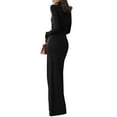 thumbnail image 5 of Kilaqueen Sexy Fashion Maxi Dresses for Women High Neck Long Sleeve Side Ruched Party Dresses Bodycon Party Club Thigh Split Long Dress, 5 of 7