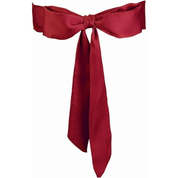 Women Long Skinny Scarf Belt Solid Color Neckerchief Ribbon Soft Silk Satin for Waist Wedding Sash Neck Tie Accessory for Dance Party Opening Night Dresses Skirt Gift Red DIY