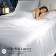 thumbnail image 3 of Sonoro Kate 100% Organic Cooling Bamboo Sheets, King Sheet Set 4-Piece with 16" Deep Pocket, Silky Smooth Luxury Bed Sheets, White, 3 of 7