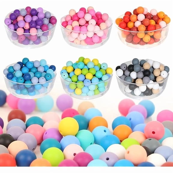 ZLC 240Pcs Silicone Beads for Keychain Making Kit 15mm Silicone Beads Bulk 30 Colors Loose Round Rubber Silicone Focal Beads for Pens, Necklace Bracelet Making Kit, Jewelry, Art, Crafts, DIY