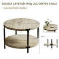 thumbnail image 5 of Homy Casa Round 2-Tier Coffee Table with Storage Shelf, Rustic Wood Finish, Black Iron Legs, 5 of 8