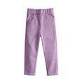 thumbnail image 4 of Vornjynx Girls Cotton Pants High Waist Lightweight Straight Fit Summer Casual Comfort Pants Purple Size 4, 4 of 10