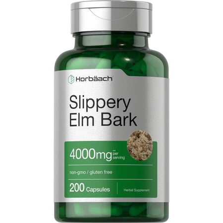 Slippery Elm Bark Extract | 4000mg | 200 Capsules for Men and Women | by Horbaach