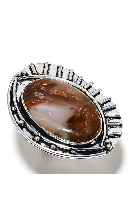 Natural Boulder Opal Gemstone Handmade 925 Sterling Silver Ring Size 10