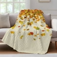 thumbnail image 4 of Maple Leaf Fall Throw Blanket, Flannel Fleece Blanket with Striped Design for Couch, Thanksgiving Fallen Leaves Autumn Rustic Soft Breathable All Season Plush Blankets for Loveseat Sofa Bed 60"x80", 4 of 9