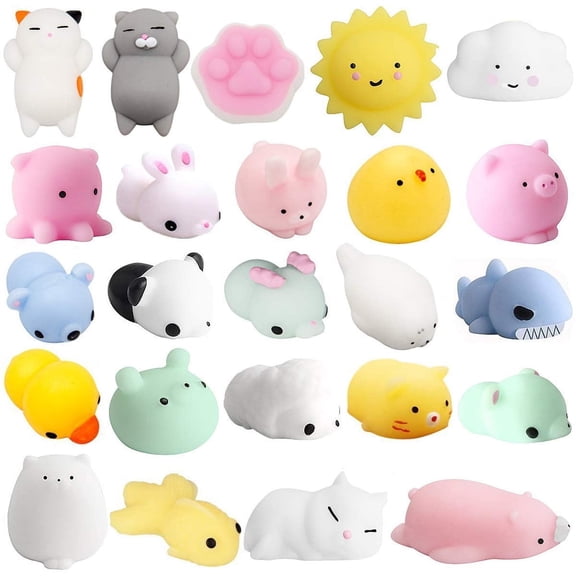 36 Pack Mochi Animals Squishies Kawaii Mochi Animals Squishies Squeeze Stress Toys Mini Soft Stretchy Unicorn Squeeze Toys Mini Rising Panda Seal Polar Bear Fox Rabbit Cat Claw
