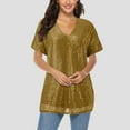 thumbnail image 4 of Hauaitttt Women Plus Size Sparkly Sequin Blingbling V Neck Short Sleeve Loose Top Tee Shirt Was Out Long Sleeve Shirt for Women Casual Summer Long Sleeved Shirts Womens Ladies Athletic Wear Shirt for, 4 of 6