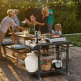 thumbnail image 4 of SUNCROWN Outdoor Grill Cart for Blackstone Griddle & Pizza Oven, 41" L x 20" W BBQ Prep Table with Seasoning Tray, Tool Hooks, Handrail & Wheels, Heavy-Duty Portable Cooking Cart for Camping, 4 of 11