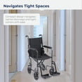 thumbnail image 3 of Silla de ruedas de transporte plegable y ligera Drive Medical TR39E-SV con reposapiés abatible, color plateado, 3 of 5