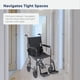 thumbnail image 3 of Silla de ruedas de transporte plegable y ligera Drive Medical TR39E-SV con reposapiés abatible, color plateado, 3 of 5
