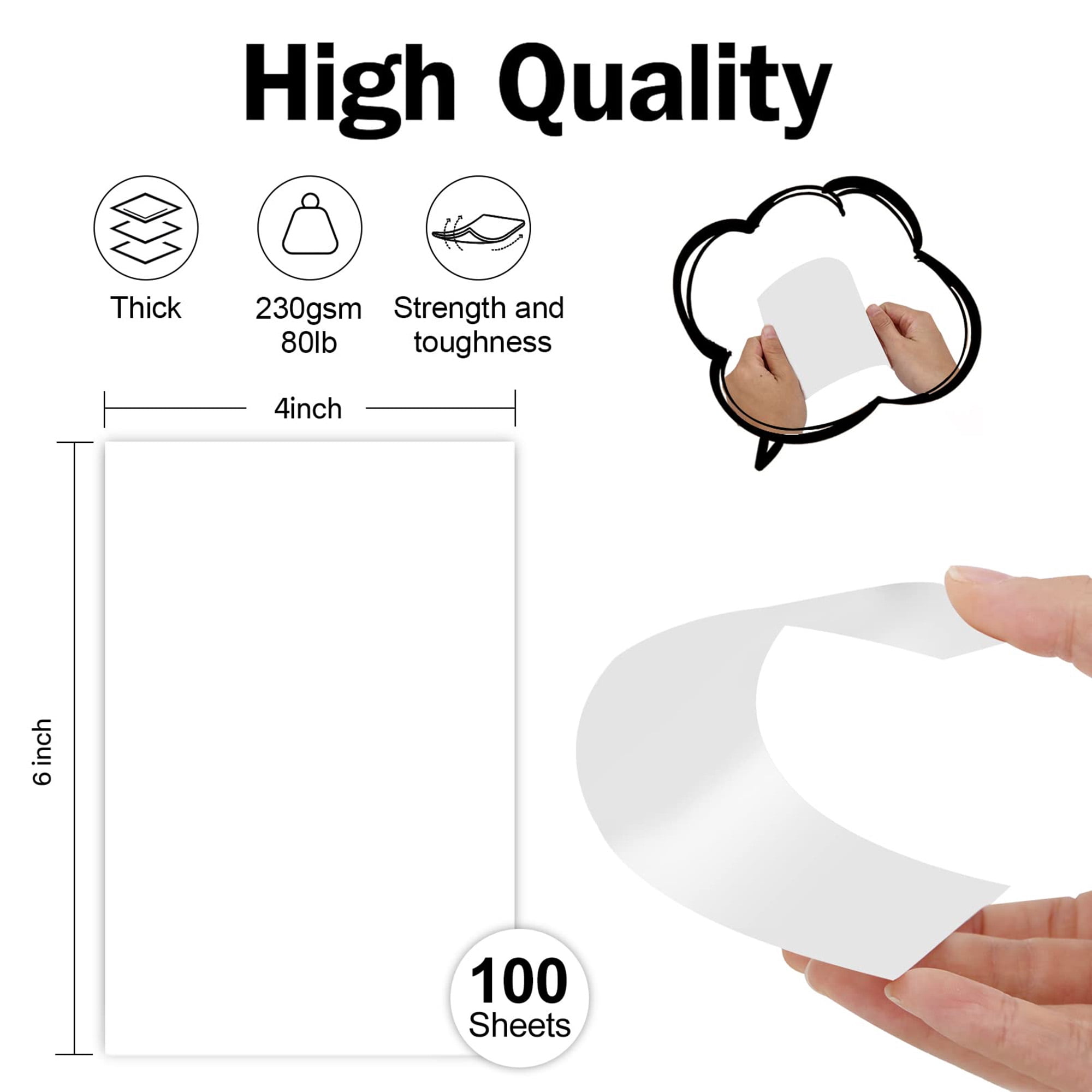100 Pack Blank Index Cards 4x6 Inches, 80lb Heavyweight Cardstock Unlined Notecards, White, Perfect for Postcards, Photo Printing, Recipe Cards, Study Flashcards