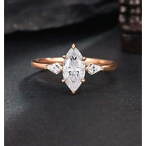 Jewelerix 1.50 CT Marquise Cut Ring Plated Yellow/Rose Gold Moissanite Diamond Engagement Ring Mother's Day Surprise Gift