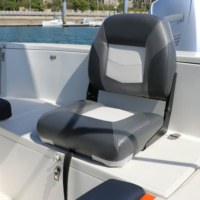 NORTHCAPTAIN Deluxe White/Charcoal/Charcoal Low Back Folding Boat Seat, 1  Seat 