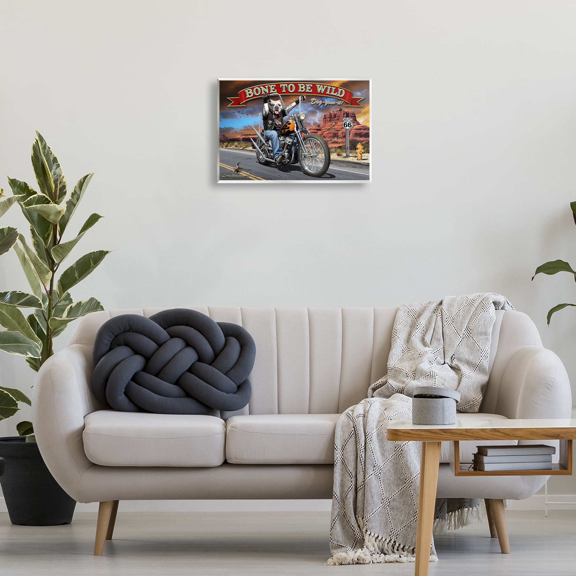 Stupell Industries Bone Wild Motorcycle Dog Transportation Painting Unframed Art Print Wall Art, 19 x 13
