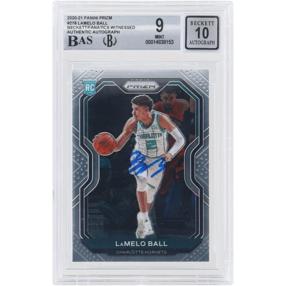 LaMelo Ball Charlotte Hornets Autographed 2020-21 Panini Prizm 14 #278 Beckett Fanatics Witnessed Authenticated 9/10 Rookie Card - Fanatics Authentic Certified