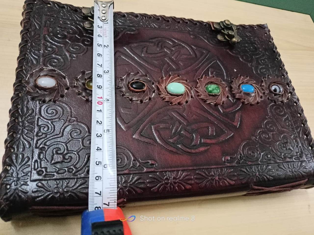 Vintage 7 Stone Chakra Leather Journal Celtic Embossed Diary Notebook 10*8