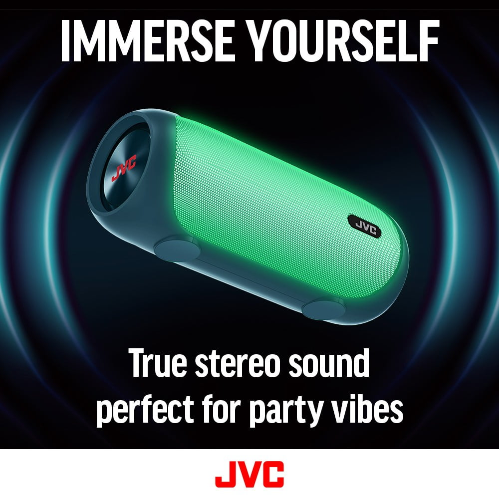 JVC Illuminated Portable Wireless Speaker with 30W max outputs, Dynamic Sound, Bluetooth 5.0, TWS Capability, USB-C, AUX in, up to 6-Hour Battery Life - SPPA7BTB (Black)
