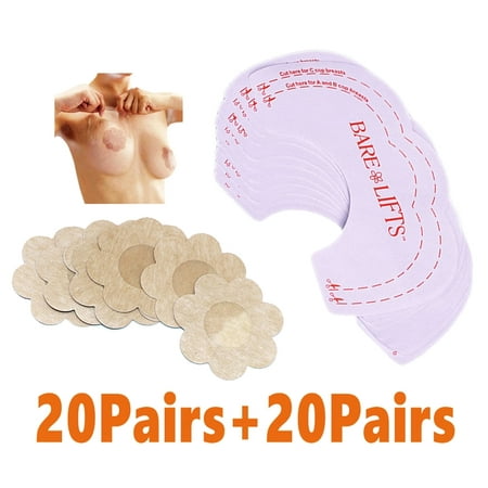 Nipple Covers Breast Lift Tape Backless Strapless Bra Sticky boob Tape Invisible Breast Petals Invisible Bra Nipple Pasties  Push Up Sticky Bra Comfortable Sexy for Women 40 Pairs