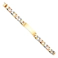 thumbnail image 2 of Wellingsale 14k Tri 3 Color Gold Solid Polished Mens Nugget Cuban ID Bracelet - 8.5", 2 of 5