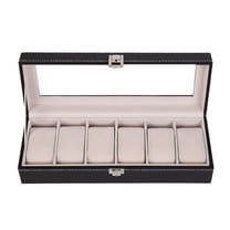 6 Slot Men Women High-grade Leather Jewelry Watch Display Case Box Storage Holder Organizer
