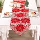thumbnail image 4 of Mantel navideño rojo con encaje bordado, impermeable | Decoración festiva para el comedor | Camino de mesa rectangular con estampado de copos de nieve, 4 of 6