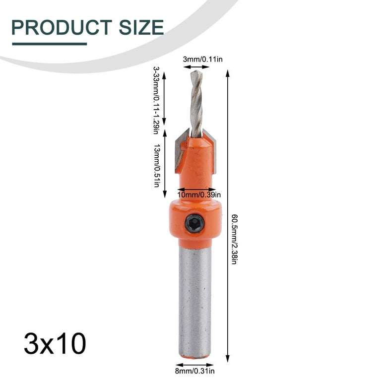 Hexagon Shank Countersink Drill Bits Woodworking Screw Wood Hole 5 Sizes Option