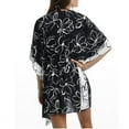 thumbnail image 4 of La Blanca Women's Moonlit Floral Print Beach Pool Kimono Cover Up-Black / One Size, 4 of 5