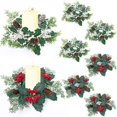 thumbnail image 4 of LUVCLS Candelabro de Navidad, guirnalda de piñas y bayas artificiales, candelabro nuevo, 4 of 6