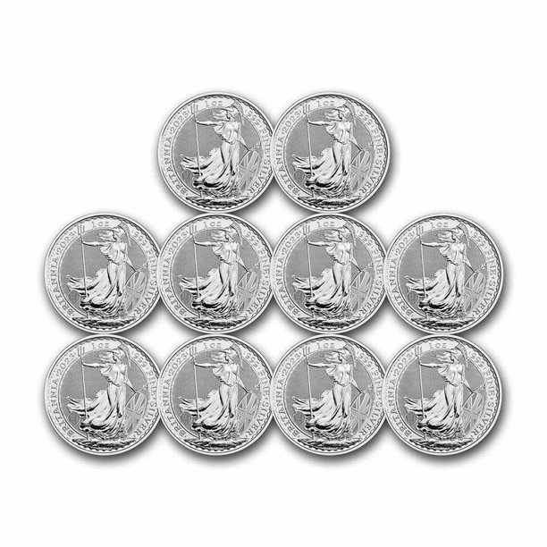 2023 Great Britain 1 oz Silver Britannia BU (Lot of 10) Walmart