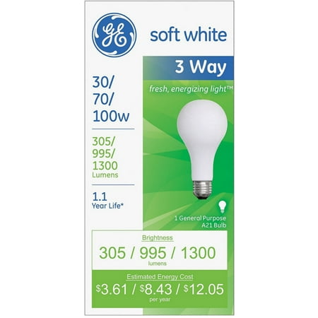 6 Pack - GE SoftWhite Light Bulb 3-Way 30/70/100 Watt 1 (Best Way To Get 6 Pack Abs In 2 Weeks)