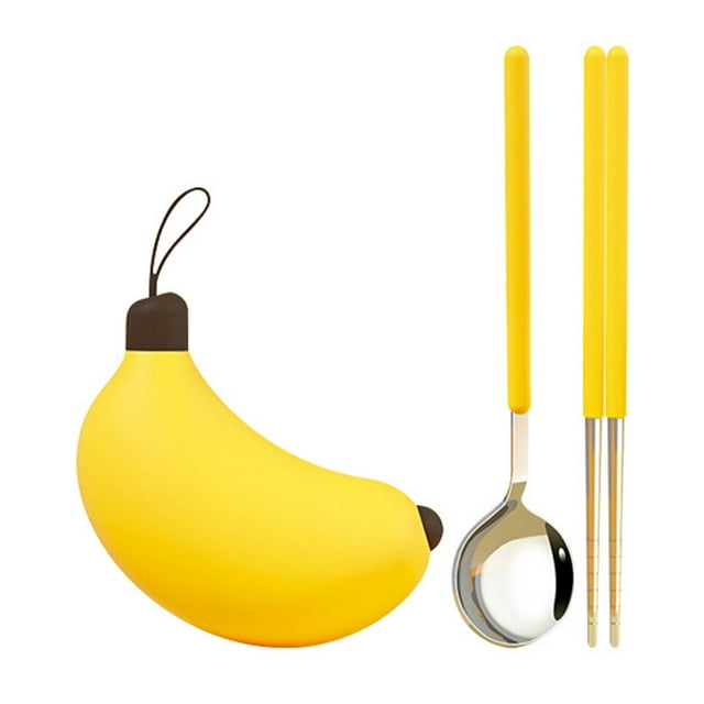 TIELUTT Ensemble de Cuillère Portable et Baguettes en Acier Inoxydable 304, Couverts de Voyage Mignons, Ensemble de Table de Cuisine Moderne Ronde et Extérieure, Chemin de Table Rond, Tapis de Cuisine Léger, 4 Tapis de Maison et de Place