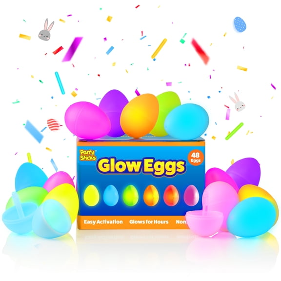 Party Sticks Glow Easter Eggs | 48pk Glow in the Dark Easter Egg Party Supplies