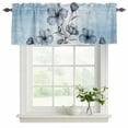 thumbnail image 2 of Blue Flower Valances for Windows, Decorative Rod Pocket Window Valance Curtains, Retro Gradient Texture Painting Plant Leaf Short Curtain Drapes for Kitchen/Living Room, 2 Panels, 42" W x 18" L, 2 of 8