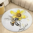 thumbnail image 4 of Happy Cute Bees Washable Round Rug -Circle Area Rugs for Nursery Bedroom, Vintage Non Slip Non Shedding Low Pile Carpet for Living Room Coffee Table Entryway, 4 of 6