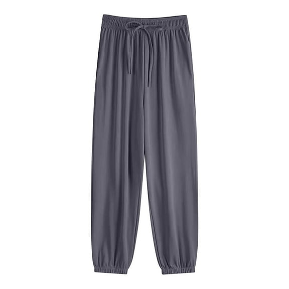 Women's Ice Silk Sweatpants Women's Loose Bunched Feet Summer Thin Casual Sanitary Pants Drape Thin Oversized Wide Leg