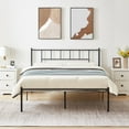 thumbnail image 2 of VECELO 3-Piece Bedroom Set with Queen Metal Platform Bed Frame with Headboard and Two Black Nightstands, 2 of 9