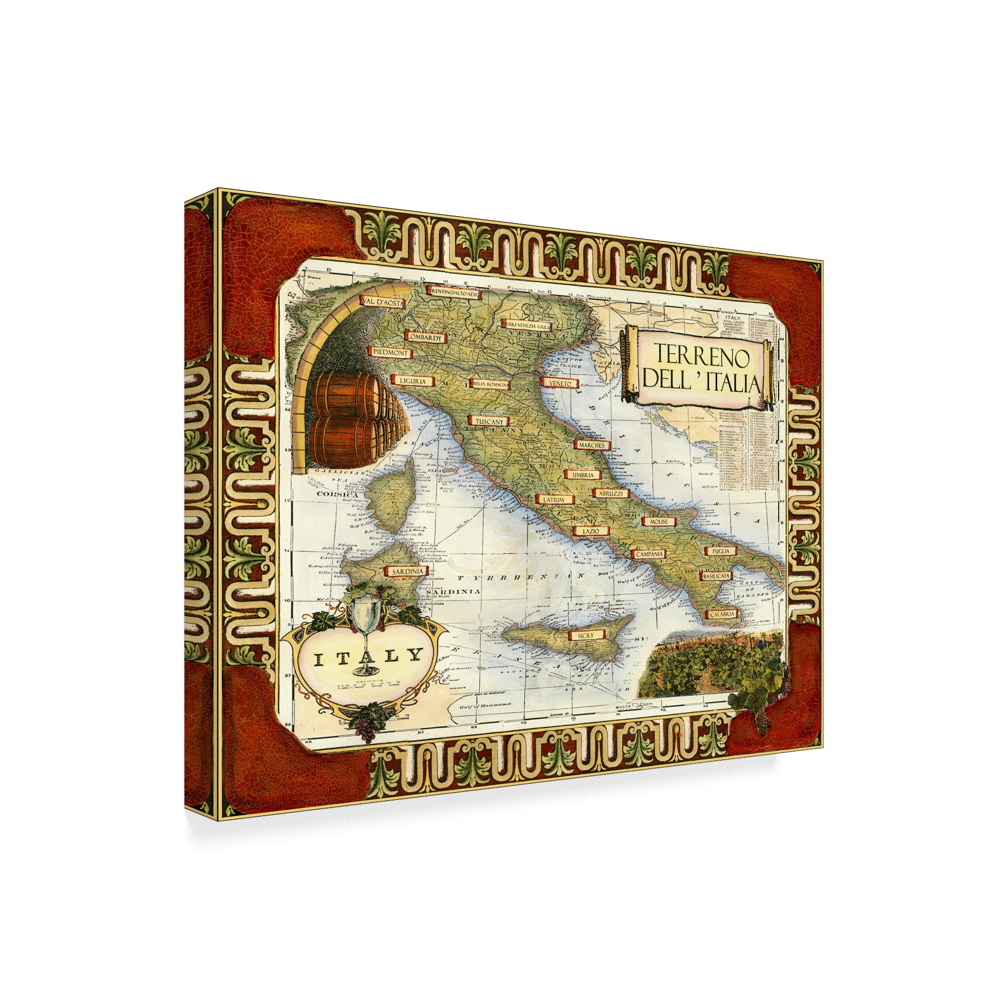 Trademark Fine Art 'Wine Map of Italy on CGP' Canvas Art by Unknown