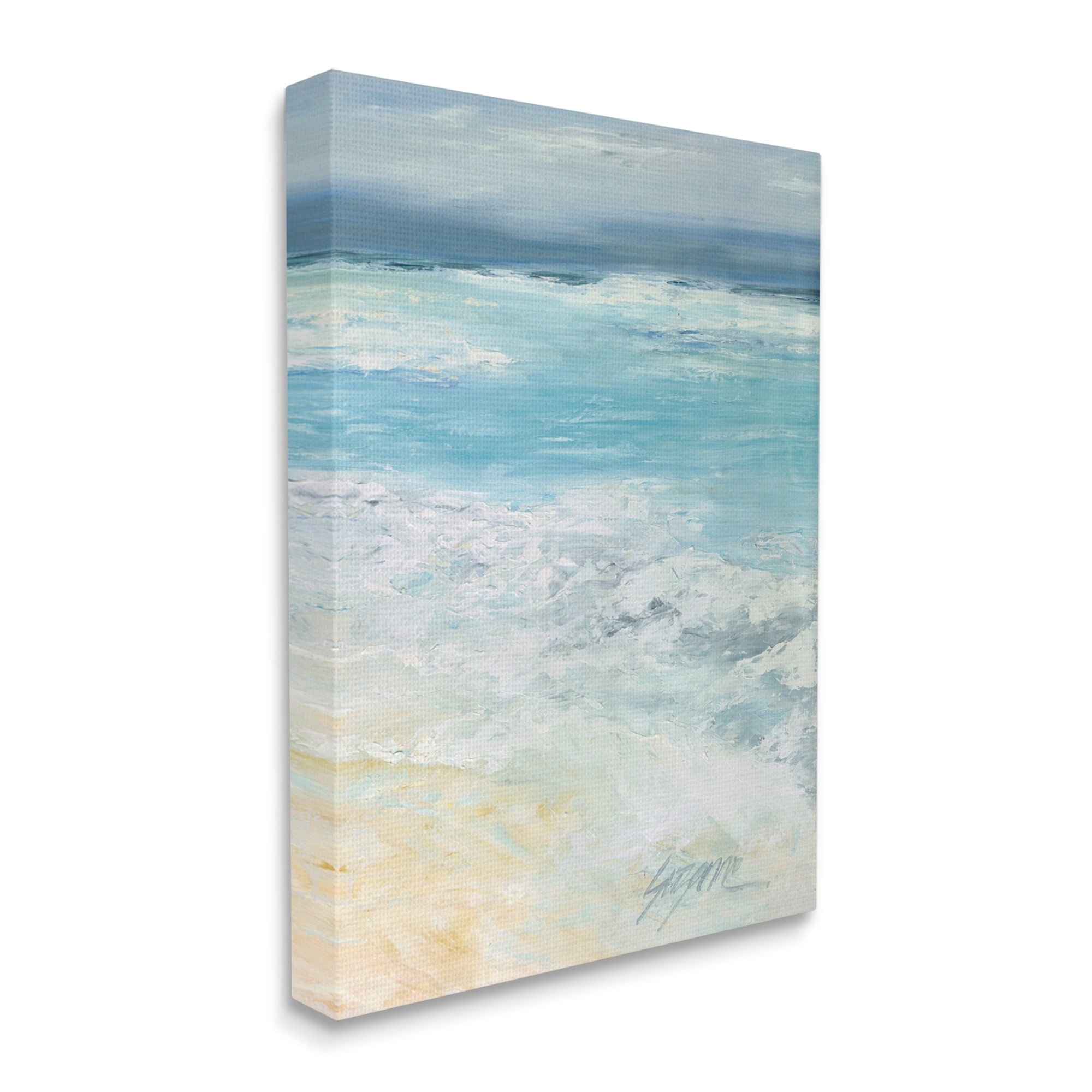 Stupell Industries Modern Beach Waves Abstract Shore Coastal Painting Gallery Wrapped Canvas Print Wall Art