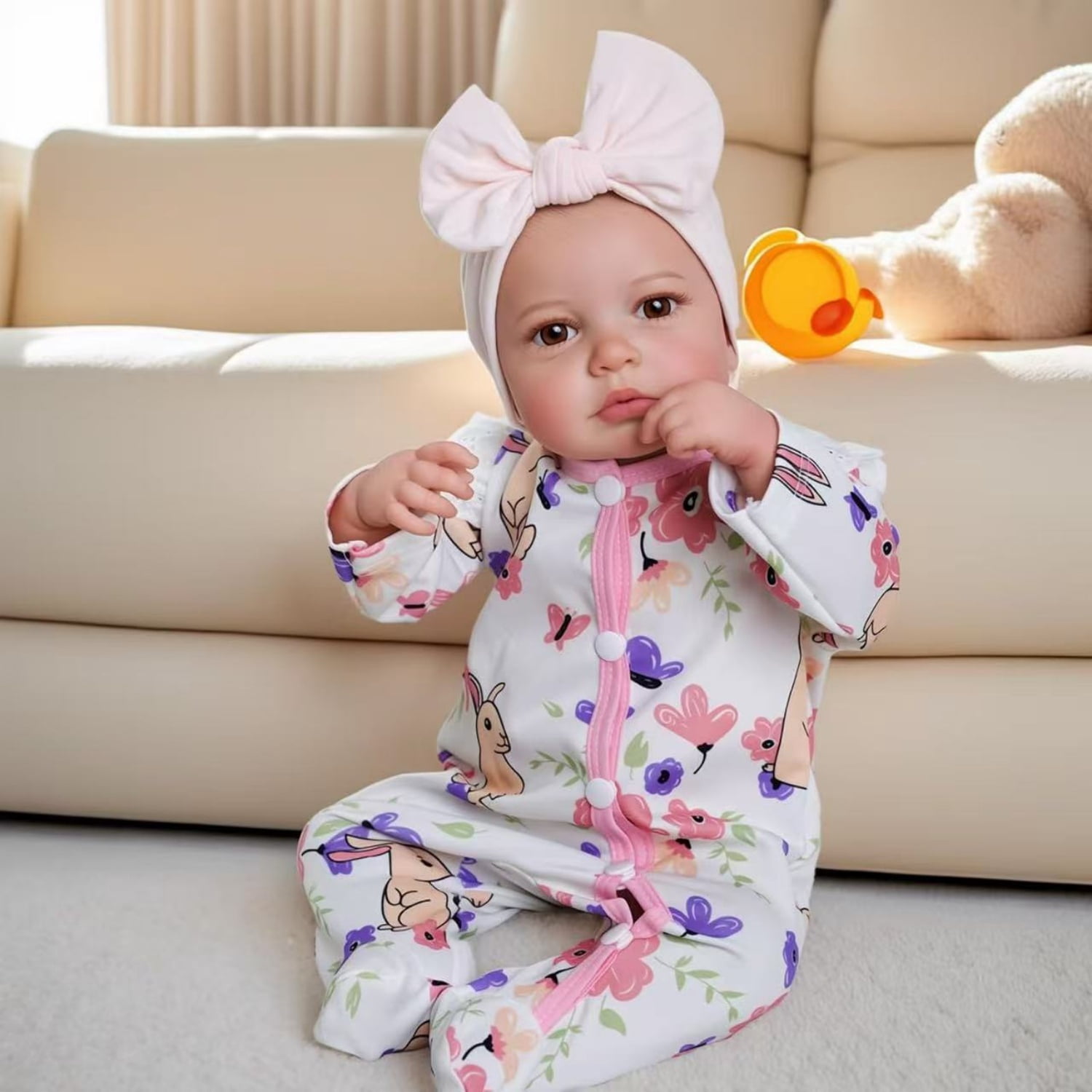 20 Inch Lifelike Reborn Baby Dolls Soft Cloth Body Handmade Real Life Dolls with Clothes Accessories for Kids Age 3+