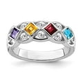 thumbnail image 6 of 925 Sterling Silver Rhodium-plated with Cubic Zirconia, Amethyst, Citrine, Garnet and Blue Topaz Ring Size 6, 6 of 6