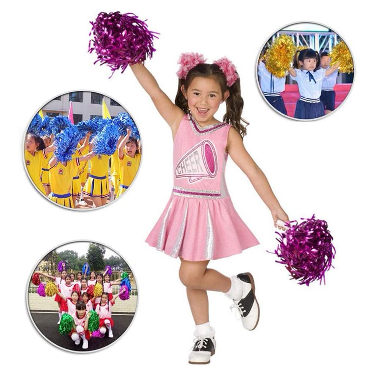 24pcs Cheerleading Pom Poms Metallic Foil Cheer Pom Poms With