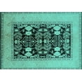 thumbnail image 1 of Ahgly Company Machine Washable Indoor Rectangle Oriental Turquoise Blue Industrial Area Rugs, 2' x 4', 1 of 4