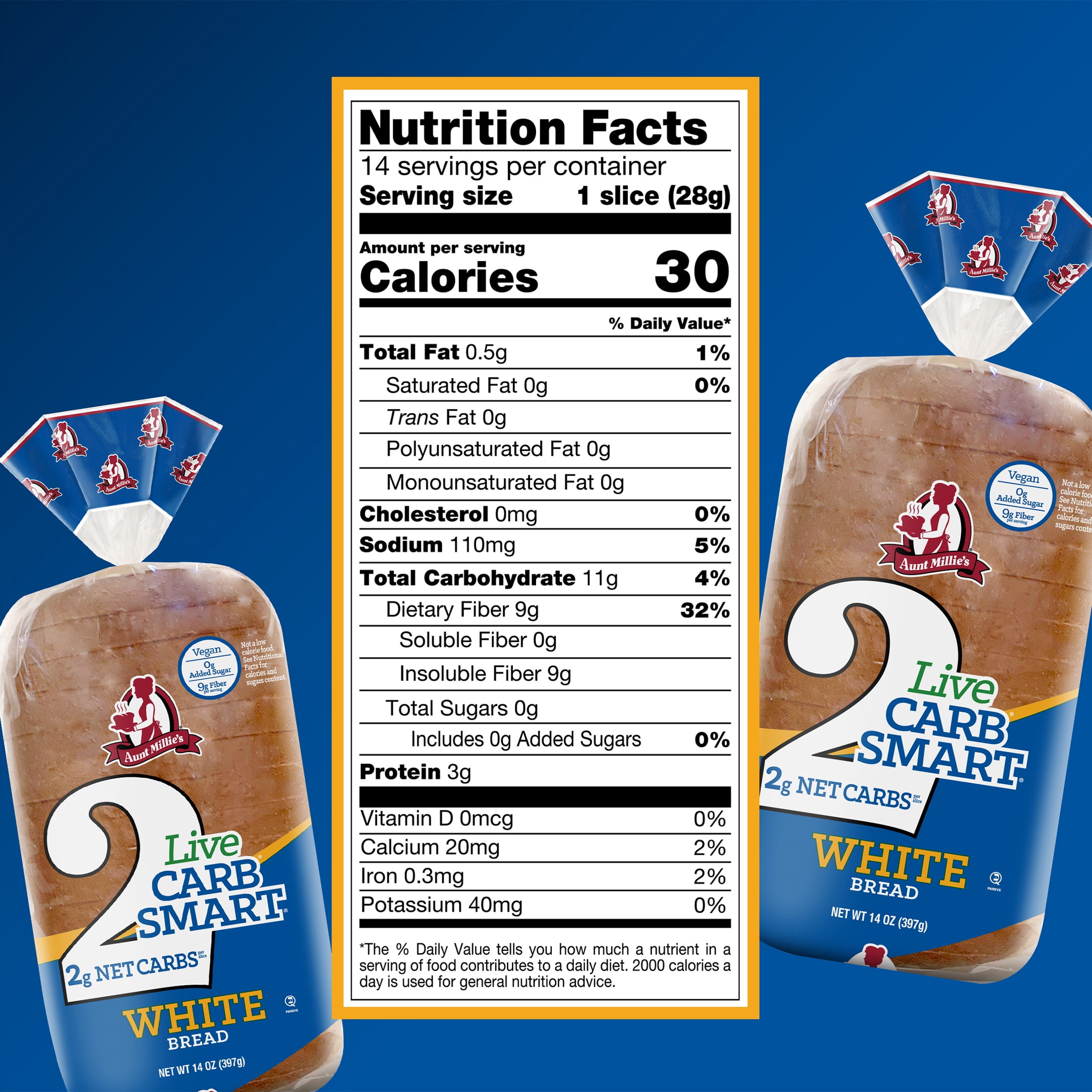 Aunt Millie's Live Carb Smart White Bread Loaf, 14 oz