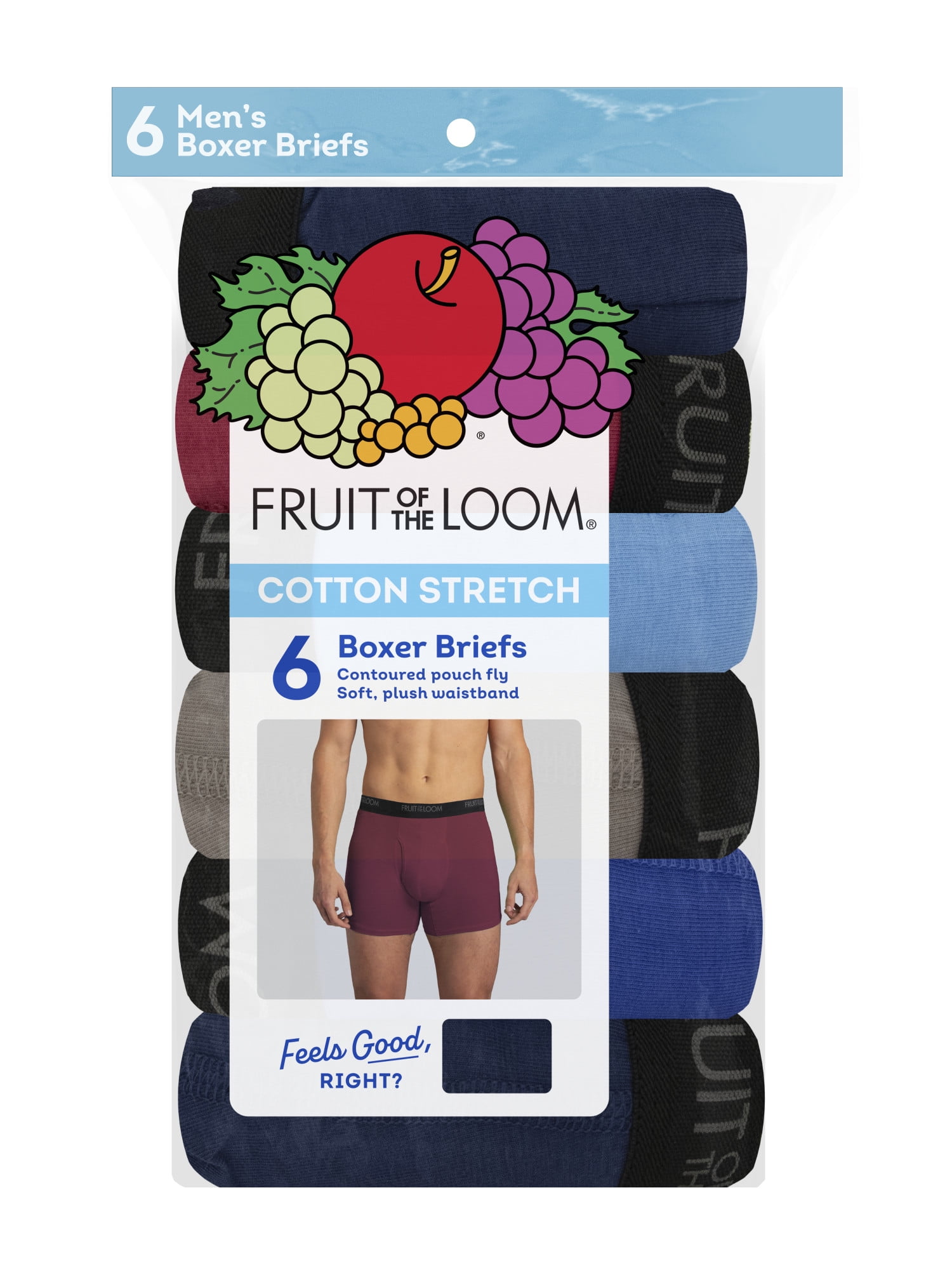 Fruit of the Loom Men's Cotton Stretch Boxer Briefs, 6-Pack