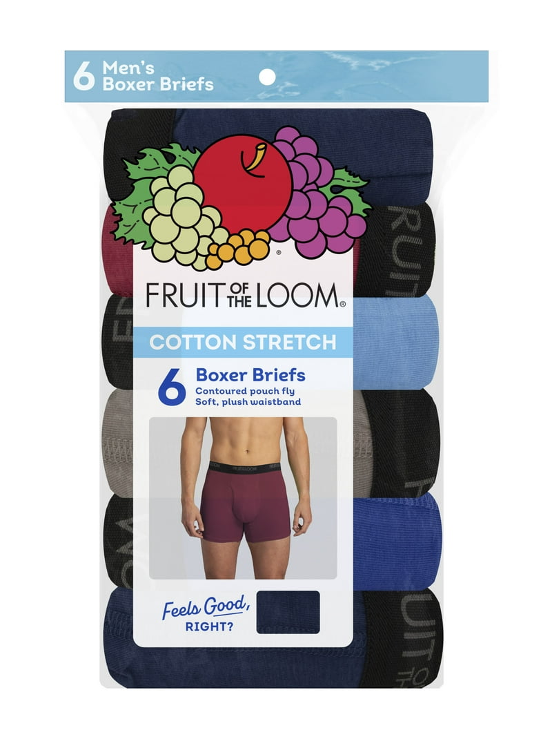 Fruit of the Loom Men's Cotton Stretch Boxer Briefs, 6-Pack