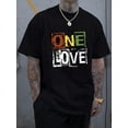 thumbnail image 1 of Camiseta de manga corta con estampado "One Love Letter" para hombre, cómoda y casual, con cuello redondo elástico, ideal para actividades al aire libre, para adultos, hombres, mujeres, adolescentes, j, 1 of 6