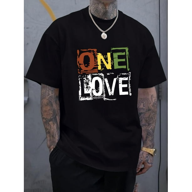 Camiseta Hombre Pearl GraphicOne Love Letter Print Men's Short Sleeve T-Shirts, Comfy Casual Elastic Crew Neck Tops For Men's Outdoor Activities Tee For Adult, Men, Women, Teen, Teenager, Adolescent